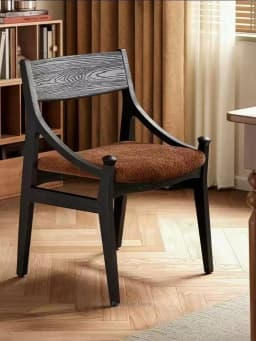 Mid-Century Upholstered Solid Wood Dining Chair for Small Apartment, Creative Single Backrest Seat for Restaurant.
