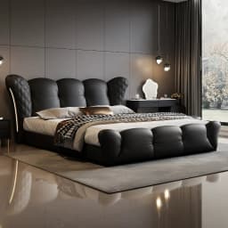 180x200 200x220cm Italian Light Luxury Bedroom Beds And Bed Frames Modern Minimalist Soft Bag Leather Queen Size Double Bed High