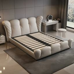 180x200 200x220cm Italian Light Luxury Bedroom Beds And Bed Frames Modern Minimalist Soft Bag Leather Queen Size Double Bed High