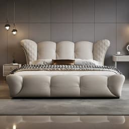180x200 200x220cm Italian Light Luxury Bedroom Beds And Bed Frames Modern Minimalist Soft Bag Leather Queen Size Double Bed High