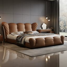 180x200 200x220cm Italian Light Luxury Bedroom Beds And Bed Frames Modern Minimalist Soft Bag Leather Queen Size Double Bed High