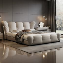 180x200 200x220cm Italian Light Luxury Bedroom Beds And Bed Frames Modern Minimalist Soft Bag Leather Queen Size Double Bed High