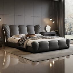 180x200 200x220cm Italian Light Luxury Bedroom Beds And Bed Frames Modern Minimalist Soft Bag Leather Queen Size Double Bed High