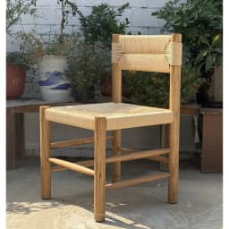 Solid Wood Rattan Dining Chair for Home, Mid-Century Modern Desk Seat for Study, Vintage Designer Armchair for Cafe Homestay