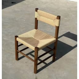 Solid Wood Rattan Dining Chair for Home, Mid-Century Modern Desk Seat for Study, Vintage Designer Armchair for Cafe Homestay