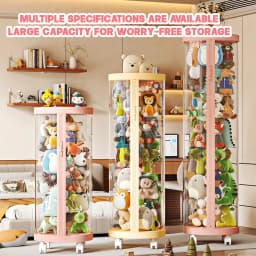 Transparent Multi-Functional Toy Storage Bucket with Lid for Dolls Plush Toys And Holiday Decorations Space-Saving Display Rack