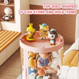 Transparent Multi-Functional Toy Storage Bucket with Lid for Dolls Plush Toys And Holiday Decorations Space-Saving Display Rack