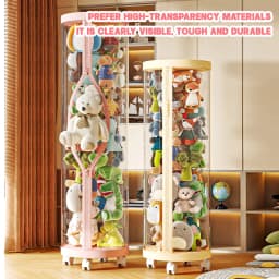 Transparent Multi-Functional Toy Storage Bucket with Lid for Dolls Plush Toys And Holiday Decorations Space-Saving Display Rack