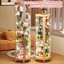 Transparent Multi-Functional Toy Storage Bucket with Lid for Dolls Plush Toys And Holiday Decorations Space-Saving Display Rack