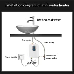 Instant Water Heater 220V 3500W White Mini Electric Tankless Hot Water Heater with LCD Display for Shower Bathroom Kitchen
