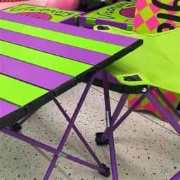 Portable Aluminum Dopamine Folding Camping Table Colorful Outdoor Picnic Desk Rectangular Egg Roll Style Dining Table
