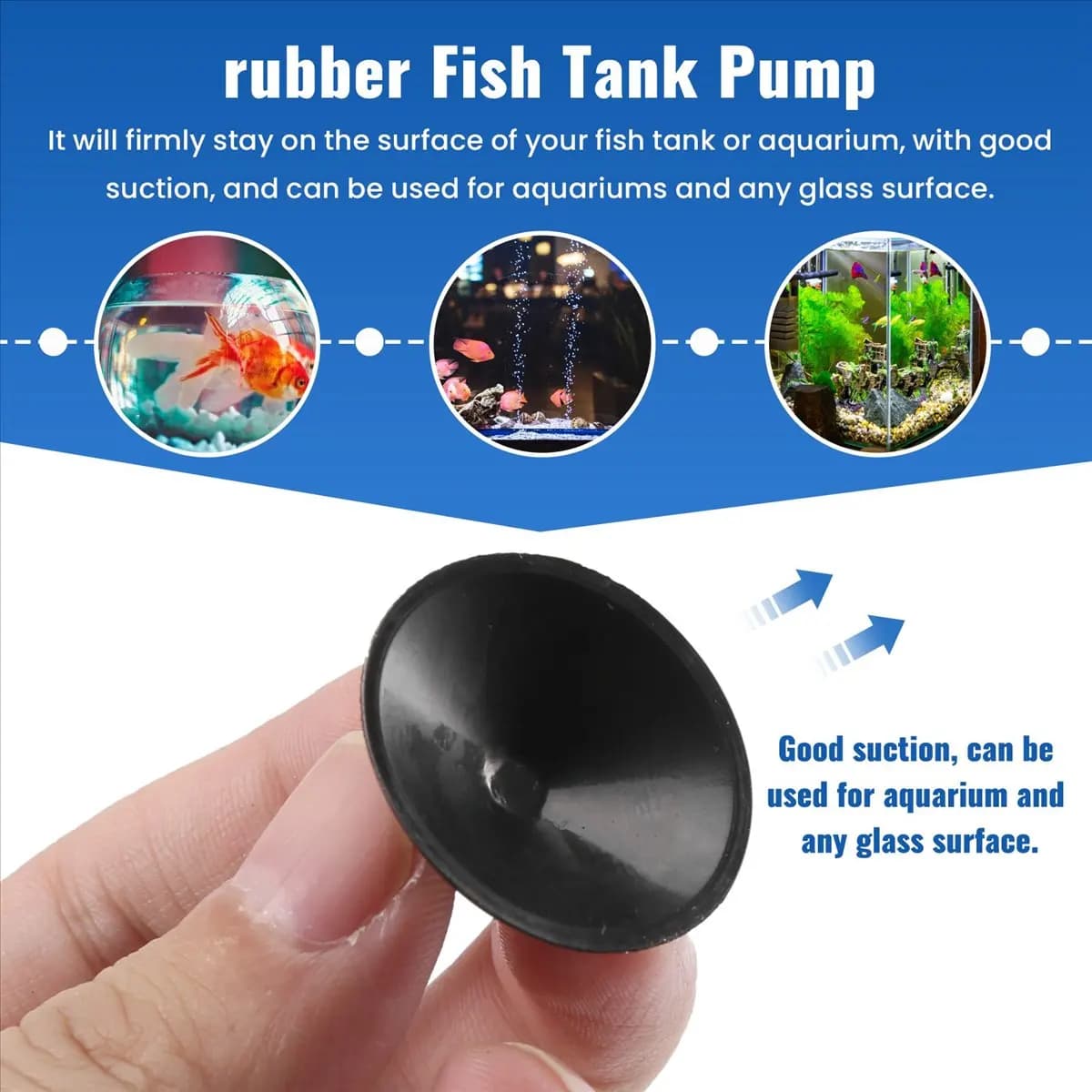 10 x Black rubber 27mm Suction Cup Clip Sucker For Aquarium Fish Tank Pump-A51M