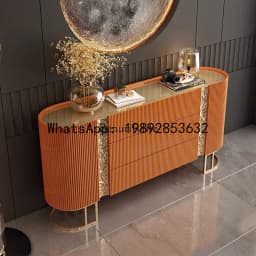 HH 88.Italian porch cabinet light luxury dining side cabinet solid wood entry shoe cabinet villa living room