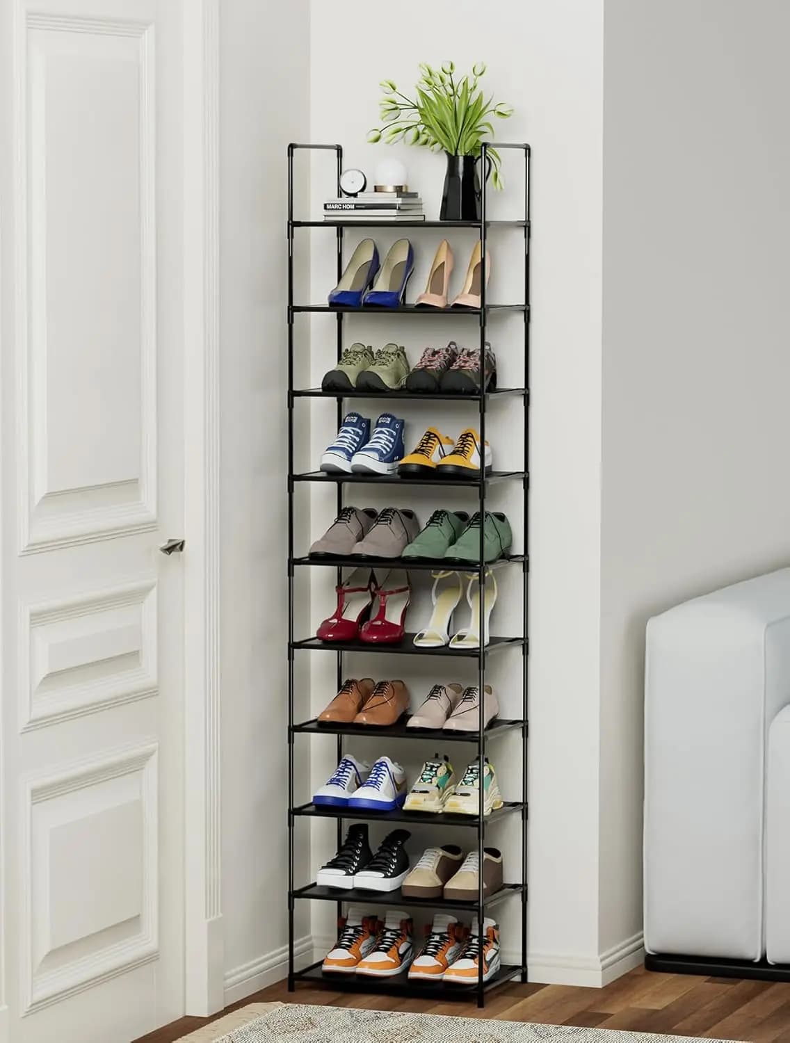 Shoe Rack - Heavy Duty Steel Shelving Holds 25 Pairs, Space-Saving Shoe Organizer for Entryway/Closet, Easy Assembly