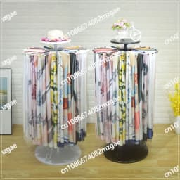 Wrought iron scarf shelf, silk scarf display rack, floor-to-ceiling clothing store hanging fabric shawl display shelf, round.