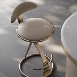 Hot HOT Light Luxury Italian Style Bar Counter High Stool Home Modern Bar High-end Hotel Metal Leather Art Backrest Single Chair