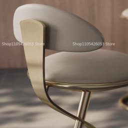 Hot HOT Light Luxury Italian Style Bar Counter High Stool Home Modern Bar High-end Hotel Metal Leather Art Backrest Single Chair