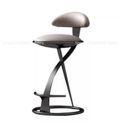 Hot HOT Light Luxury Italian Style Bar Counter High Stool Home Modern Bar High-end Hotel Metal Leather Art Backrest Single Chair