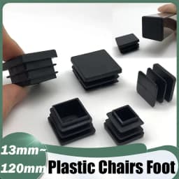 Black Plastic Blanking End Caps Rectangular Pipe Tube Cap Insert Plugs Bung Furniture Tables Chairs Foot Pads Protectors