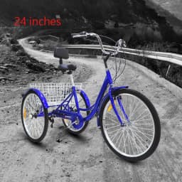 24 Inch Speed Shift Adult Tricycle Pedal Powered Three‑Wheel Bicycle For Elderly Daily Shopping Short Distance Travel Use