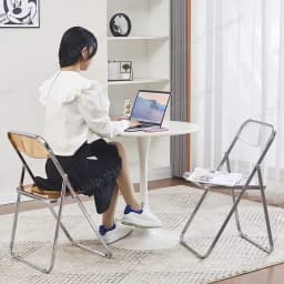 Modern Simple Acrylic Transparent Folding Chair Portable Dining Leisure Chair for Home Living Room Balcony