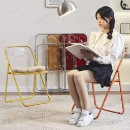 Modern Simple Acrylic Transparent Folding Chair Portable Dining Leisure Chair for Home Living Room Balcony