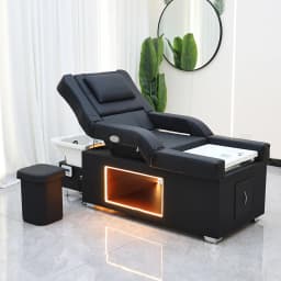 Lifting Type Shampoo Bed with Fumigation, Head SPA Hair Washing Salon Thai Massage Table with Foot Massage Basin, Customization