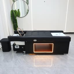 Lifting Type Shampoo Bed with Fumigation, Head SPA Hair Washing Salon Thai Massage Table with Foot Massage Basin, Customization
