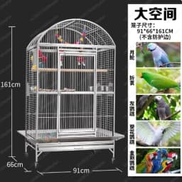 Stainless Steel Parrot Cage Medium Large Bird Cottage Extra Large Space Parrot Breeding Cage with Wheels 51*61*152cm