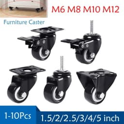 1.5-5 Inch Polyurethane Swivel Caster M6/M8-M12 Screw For Furniture Wheel Caster Wheels 360° Caster Wheel Industrial With Brake