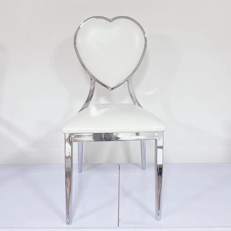 Outdoor Wedding Event Heart Soft Bag Backrest Backrest Chair Reception Chair Hotel Restaurant Stainless Steel Silver Plated Dini