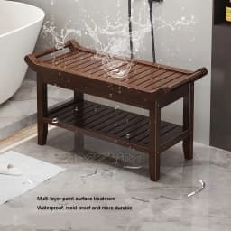 Waterproof Mold-proof Shower Bench Anti-Slip Sturdy Adults SPA Relaxing Bath Stool Multi-functional Shoe Changing Stool Cabinet