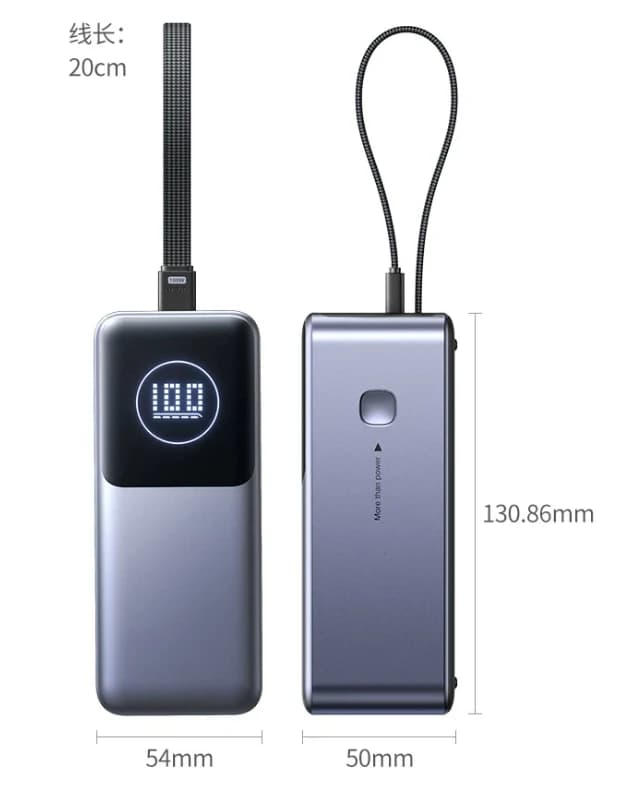 Power Bank 20000mAh with TFT Color Screen, 130W Fast Charging for Laptop and Phone, Portable Power Bank