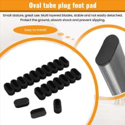 Exquisite- Oval Table Chair Leg Tube Pipe Insert End Cap 40mm x 20mm 20pcs Black