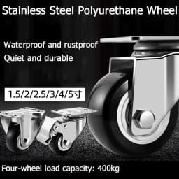 304 Stainless Steel Swivel Casters Silent Wheels 1.5/2/3/4/5 Inch Load-Bearing Hand Truck Small Wheels Pulley Flatbed Cart