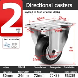 304 Stainless Steel Swivel Casters Silent Wheels 1.5/2/3/4/5 Inch Load-Bearing Hand Truck Small Wheels Pulley Flatbed Cart