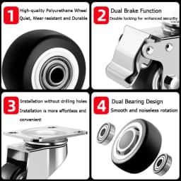 304 Stainless Steel Swivel Casters Silent Wheels 1.5/2/3/4/5 Inch Load-Bearing Hand Truck Small Wheels Pulley Flatbed Cart