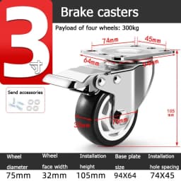 304 Stainless Steel Swivel Casters Silent Wheels 1.5/2/3/4/5 Inch Load-Bearing Hand Truck Small Wheels Pulley Flatbed Cart