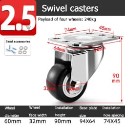 304 Stainless Steel Swivel Casters Silent Wheels 1.5/2/3/4/5 Inch Load-Bearing Hand Truck Small Wheels Pulley Flatbed Cart