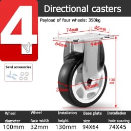 304 Stainless Steel Swivel Casters Silent Wheels 1.5/2/3/4/5 Inch Load-Bearing Hand Truck Small Wheels Pulley Flatbed Cart