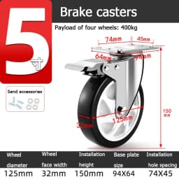 304 Stainless Steel Swivel Casters Silent Wheels 1.5/2/3/4/5 Inch Load-Bearing Hand Truck Small Wheels Pulley Flatbed Cart