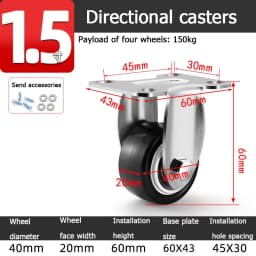 304 Stainless Steel Swivel Casters Silent Wheels 1.5/2/3/4/5 Inch Load-Bearing Hand Truck Small Wheels Pulley Flatbed Cart