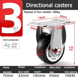 304 Stainless Steel Swivel Casters Silent Wheels 1.5/2/3/4/5 Inch Load-Bearing Hand Truck Small Wheels Pulley Flatbed Cart