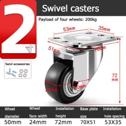 304 Stainless Steel Swivel Casters Silent Wheels 1.5/2/3/4/5 Inch Load-Bearing Hand Truck Small Wheels Pulley Flatbed Cart