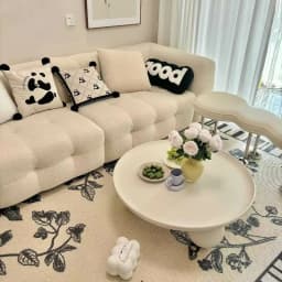 Cream White Coffee Table - Cute Cloud Design Sofa Side Table with 3 Legs for Living Room Modern Internet Celebrity Small Table