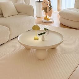 Cream White Coffee Table - Cute Cloud Design Sofa Side Table with 3 Legs for Living Room Modern Internet Celebrity Small Table