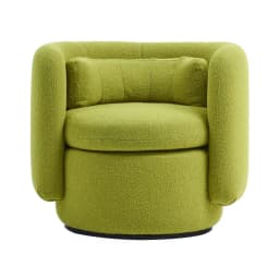 ⌁l Modern Luxury Velvet Swivel Single Sofa Chair Low Back Lounge Armchair Rotatable Barrel White Boucle Accent Chairs
