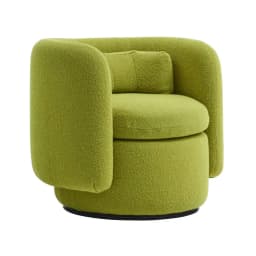 ⌁l Modern Luxury Velvet Swivel Single Sofa Chair Low Back Lounge Armchair Rotatable Barrel White Boucle Accent Chairs