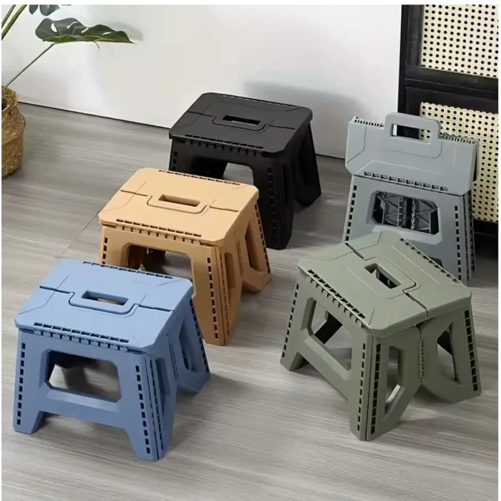 Folding Step Stool Strong Load-bearing Heavy-Duty Chair Travel Use Compact Collapsible Chair with Handle Camping Supplies