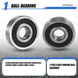 6200RS Shielded Single Row Deep Groove Ball Bearing 10Mm X 30Mm X 9Mm 2 Pieces-AT35